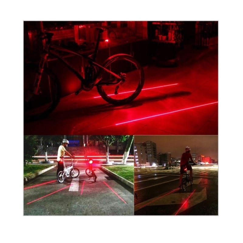 Stop 5 Led Pentru Bicicleta Si 2 Lasere Traseu Culoare Rosie
